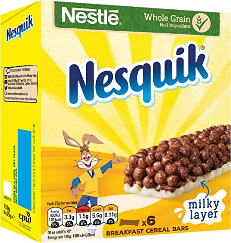 Nestle Nesquik Cereal Bars (6 x 25g) 150g เนสท์เล่ เนสควิก ซีเรียลชนิดแท่ง (6 x 25 กรัม) 150 กรัม