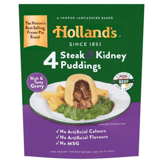 Hollands  Steak & Kidney Puddings  4 Pack ฮอลแลนด์ สเต็ก & พุดดิ้ง 4 แพ็ค