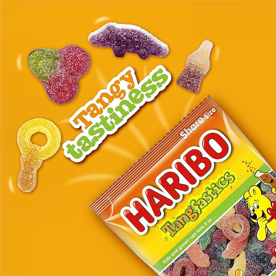 Haribo Tangfastics Fruit & Cola Flavour Fizzy Jelly Sweets Sharing Bag 154g