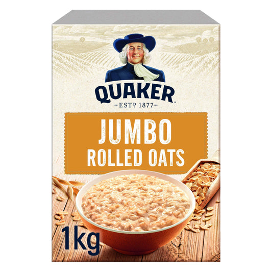 Quaker Jumbo Porridge Oats 1kg เควกเกอร์ ข้าวโอ๊ต จัมโบ้ 1 กิโลกรัม