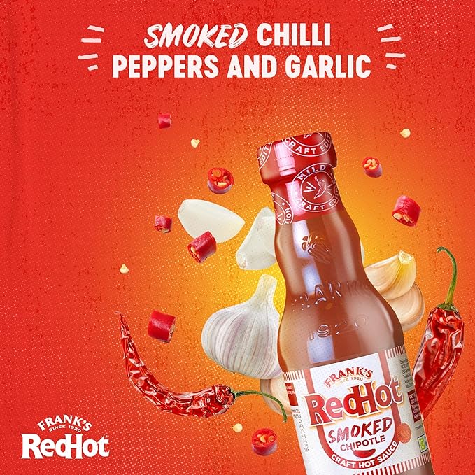 Frank's RedHot Smoked Chipotle Craft Hot Sauce 145g แฟรงค์ เรดฮอท รมควัน ชิโปเล่ คราฟต์ ซอสเผ็ด 145 กรัม