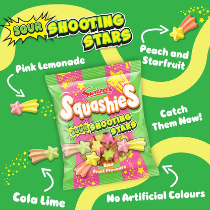 Swizzels Squashies Sour Shooting Stars 100g สวิซเซลส์ สควอชชี่ส์ รสเปรี้ยว ชูตติ้ง สตาร์ส 100 กรัม
