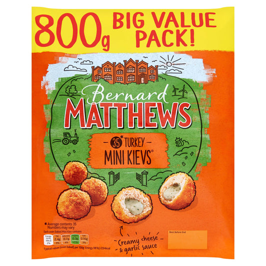 Bernard Matthews 35 Turkey Mini Kievs 800g เบอร์นาร์ด แมทธิวส์ 35 ไก่งวง มินิ เคียฟ 800 กรัม