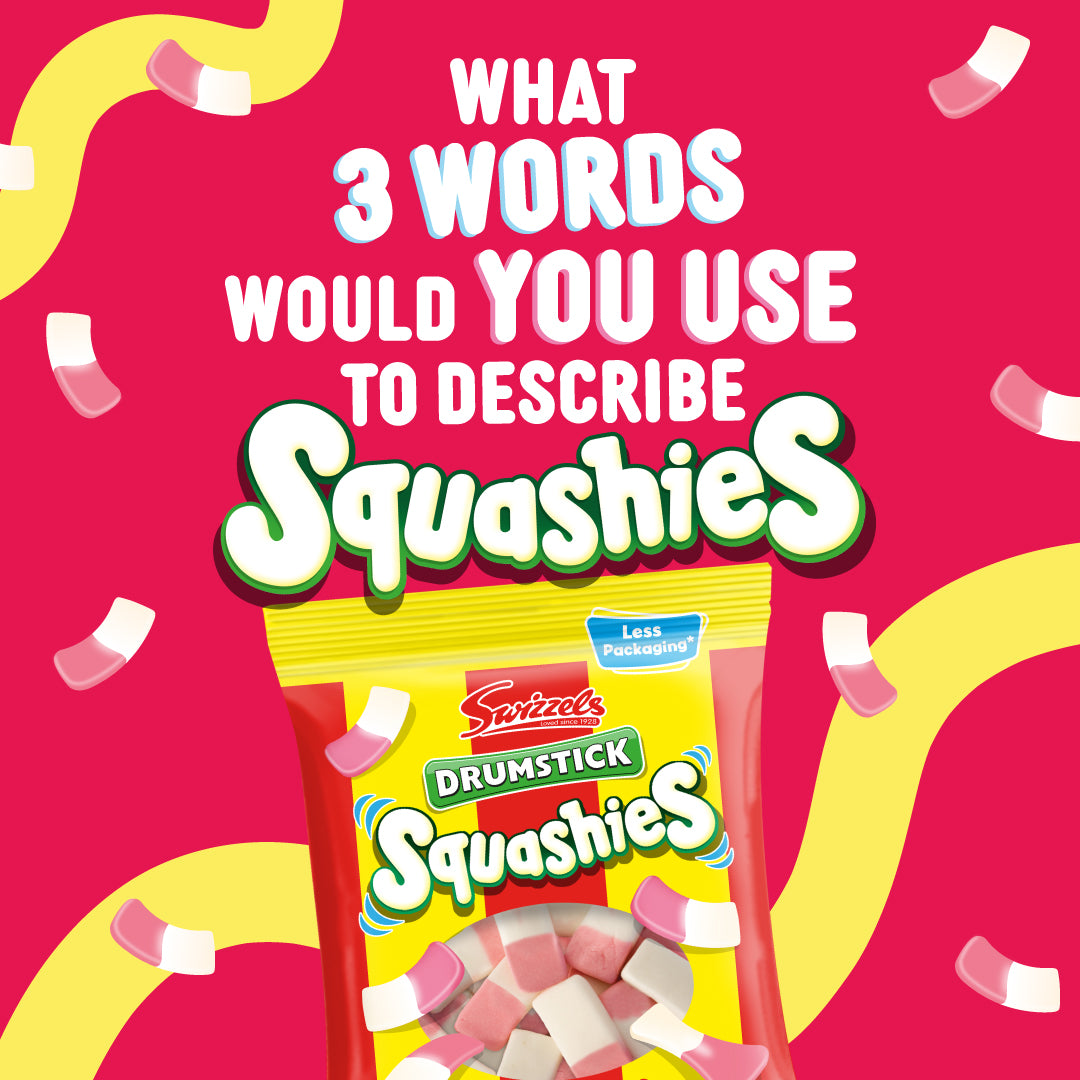 Swizzels Drumstick Squashies Original Raspberry & Milk Flavour 120g สวิสเซอร์แลนด์ หมากฝรั่งรสราสเบอร์รี่ และ นม  120 กรัม