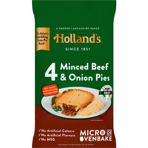 Holland's Minced Beef & Onion Pies 4 Pack ฮอลแลนด์ พายเนื้อสับ และ หัวหอม 4 แพ็ค