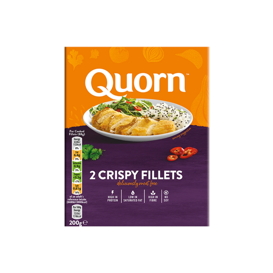 Quorn 2 Crispy Fillets  200g  ควอร์น 2 หนังไก่อบกรอบ 200 กรัม