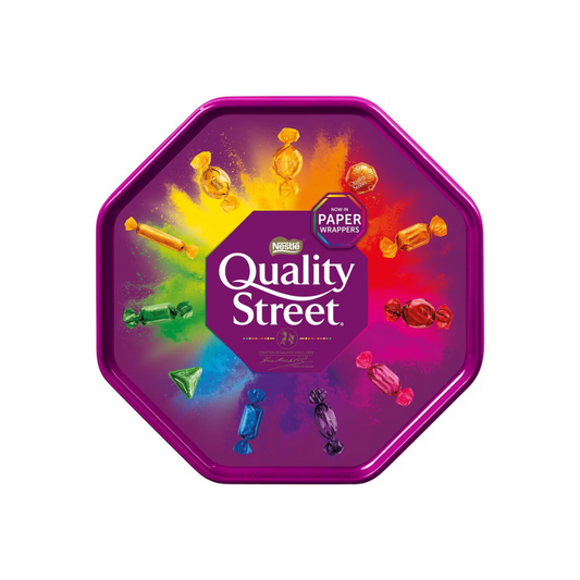 Nestle Quality Street Plastic box type 600g เนสท์เล่ ควอลิตี้ สตรีท ลูกอมรวมรส กล่องพลาสติกชนิดกล่อง 600 กรัม