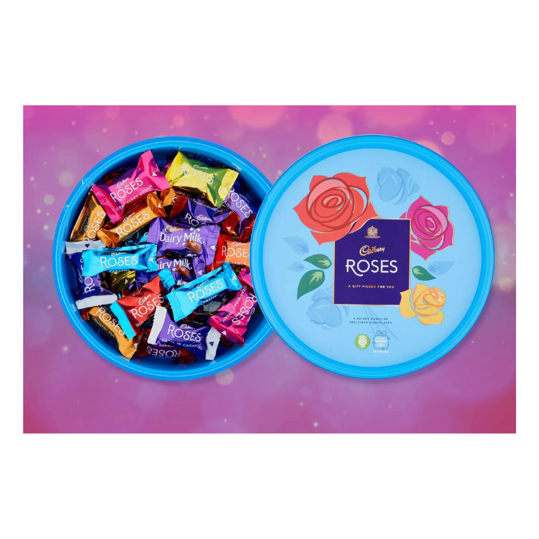 Cadbury Roses Chocolate Tub 550g แคดเบอรี โรสเซส ช็อกโกแลตรวมรส แบบกล่อง 550กรัม