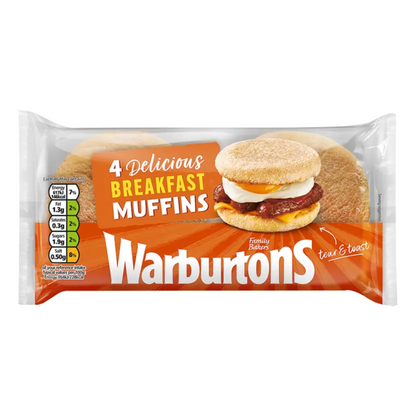 Warburtons Breakfast Muffins 4 Pcs วอร์เบอร์ตันส์ มัฟฟิน อาหารเช้า 4 ชิ้น