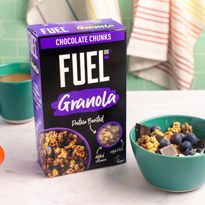 FUEL Protein Boosted Chocolate Chunks Granola 400g ฟิวล์ โปรตีนเสริมช็อคโกแลตชิ้นกราโนล่า 400 กรัม