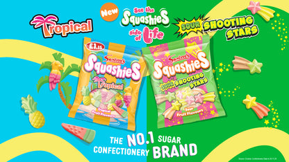 Swizzels Squashies Sour Shooting Stars 100g สวิซเซลส์ สควอชชี่ส์ รสเปรี้ยว ชูตติ้ง สตาร์ส 100 กรัม
