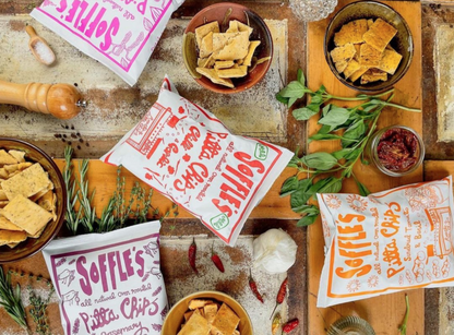 Soffles Pitta Chips Rosemary & Thyme Share Bag 165g ซอฟเฟลส์ พิตต้า ชิปส์ โรสแมรี่ และ ไธม์ อบกรอบ  แบ่งถุง 165 กรัม