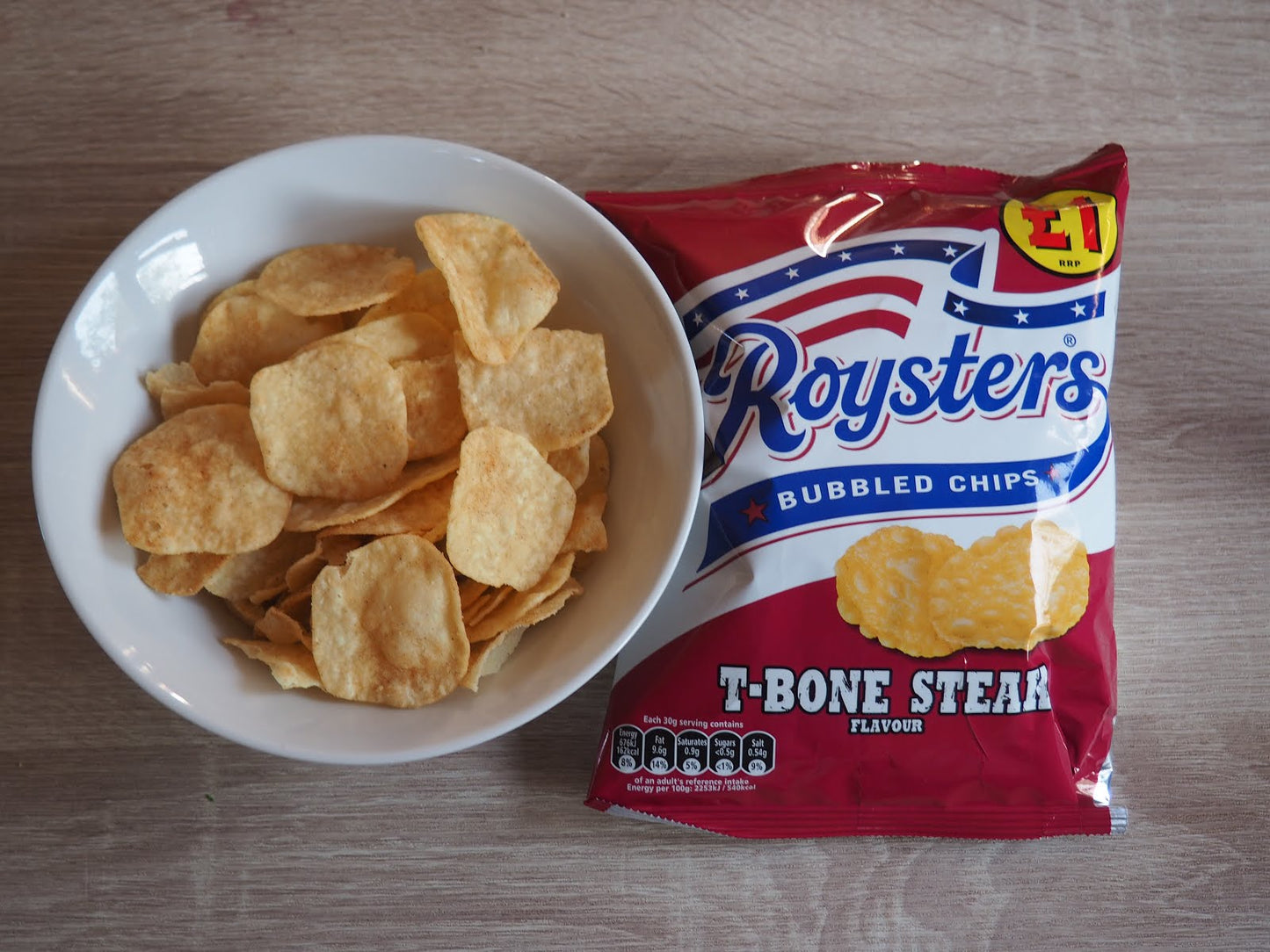 Roysters Bubble Chips T- Bone Steak Flavors 50g รอยสเตอร์ ทีโบนสเต็ก แกร็บแบ็ก คริสป์ 50กรัม