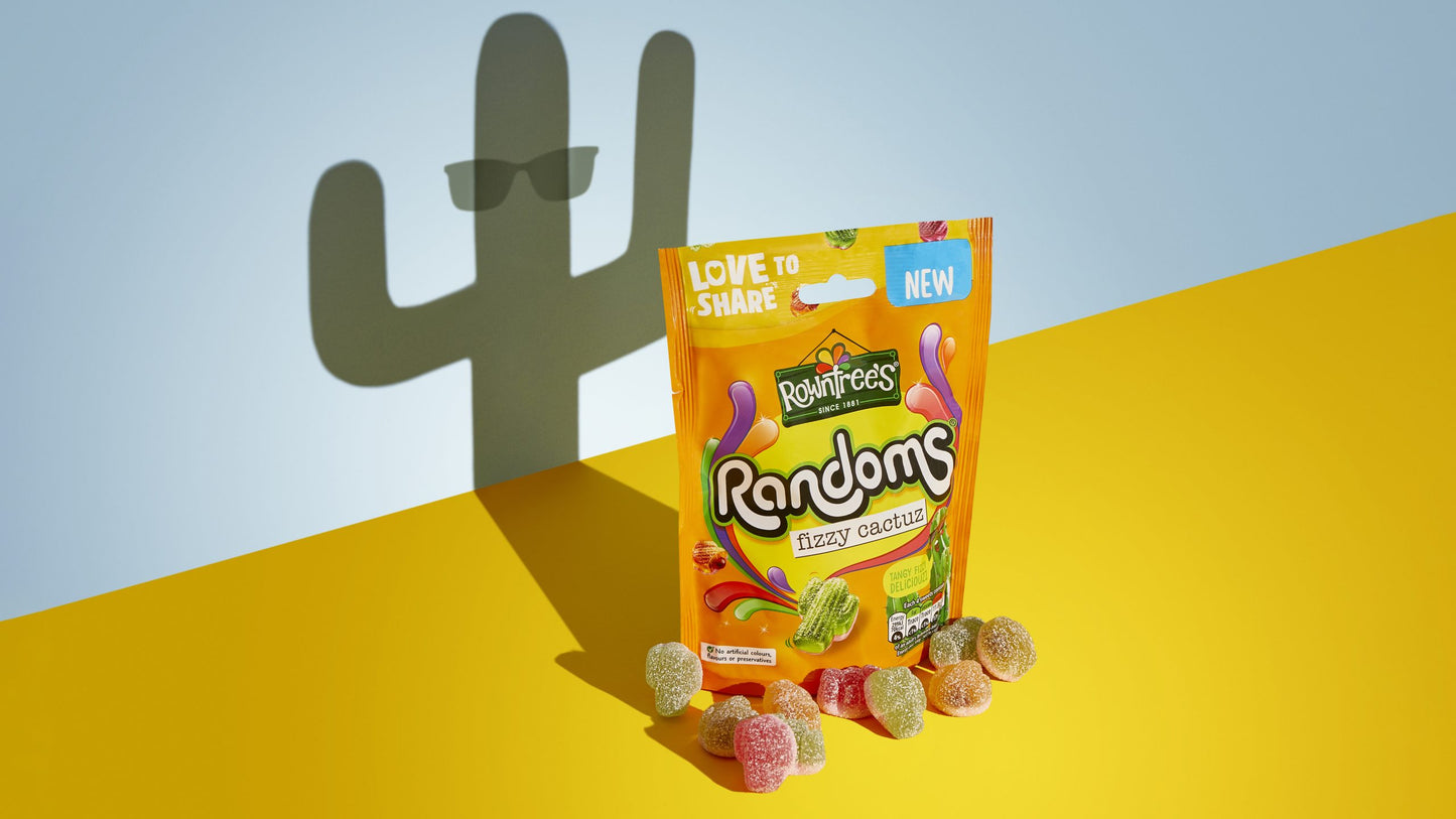 Rowntree's Randoms Fizzy Cactuz Sweets Sharing Bag 130g โรว์ทรี เยลลี่รสผลไม้ เคลือบรสเปรี้ยว 130 กรัม