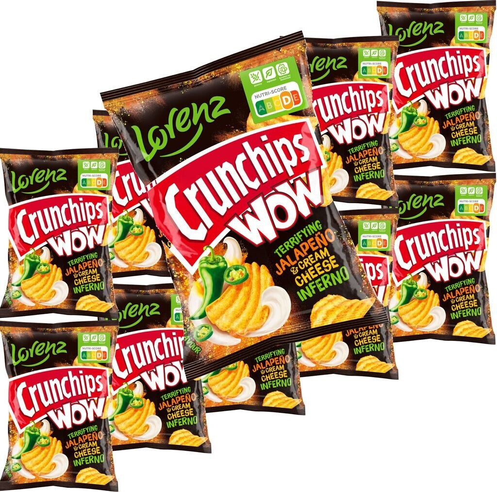 [BestBefore 31Mar2026] Lorenz Crunchips Wow Jalapeno & Cream Cheese Inferno Flavour Crisps 80g