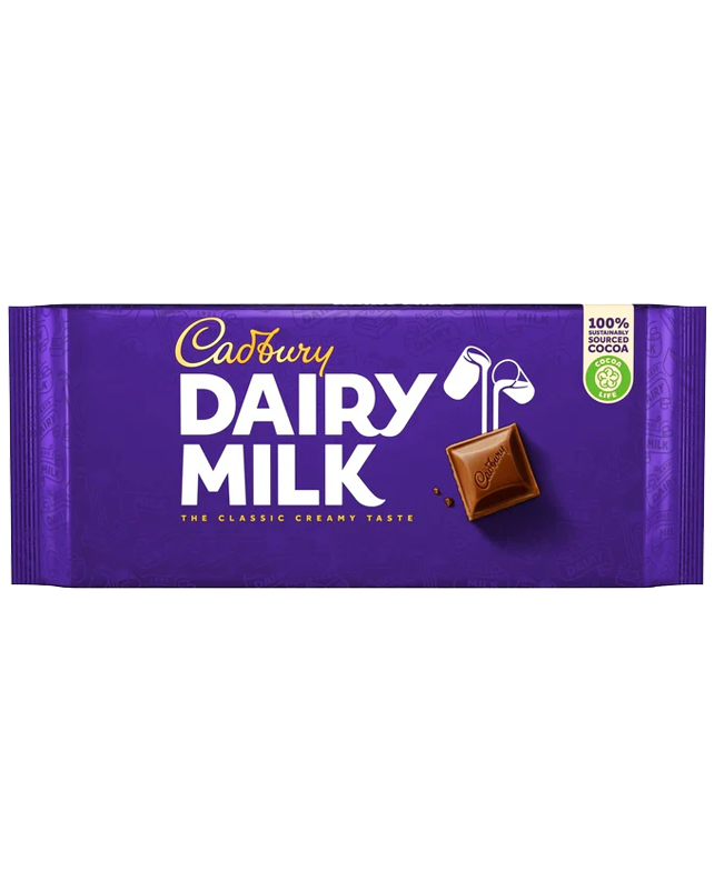 Cadbury Dairy Milk Chocolate 180g แคดเบอรี แดรีมิลค์ ช็อกโกแลตนมบาร์ใหญ่ 180g