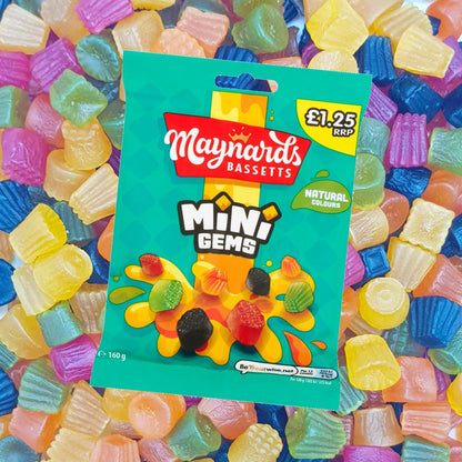 Maynards Bassetts Mini Gems 130g เมย์นาร์ด บาสเซตต์ เยลลี่หมากฝรั่ง รวมรสผลไม้ แบบถุง 130 กรัม