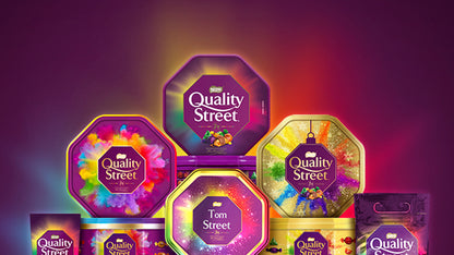 Nestle Quality Street Plastic box type 600g เนสท์เล่ ควอลิตี้ สตรีท ลูกอมรวมรส กล่องพลาสติกชนิดกล่อง 600 กรัม