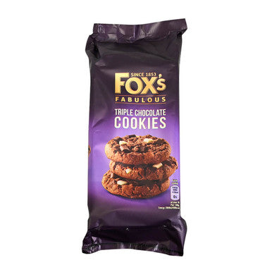 [Best Before 29-Sep-2024]Fox’s Triple Chocolate Cookies 180g ฟ็อกซ์ ทริปเปิ้ล ช็อกโกแลต คุกกี้ 180 กรัม