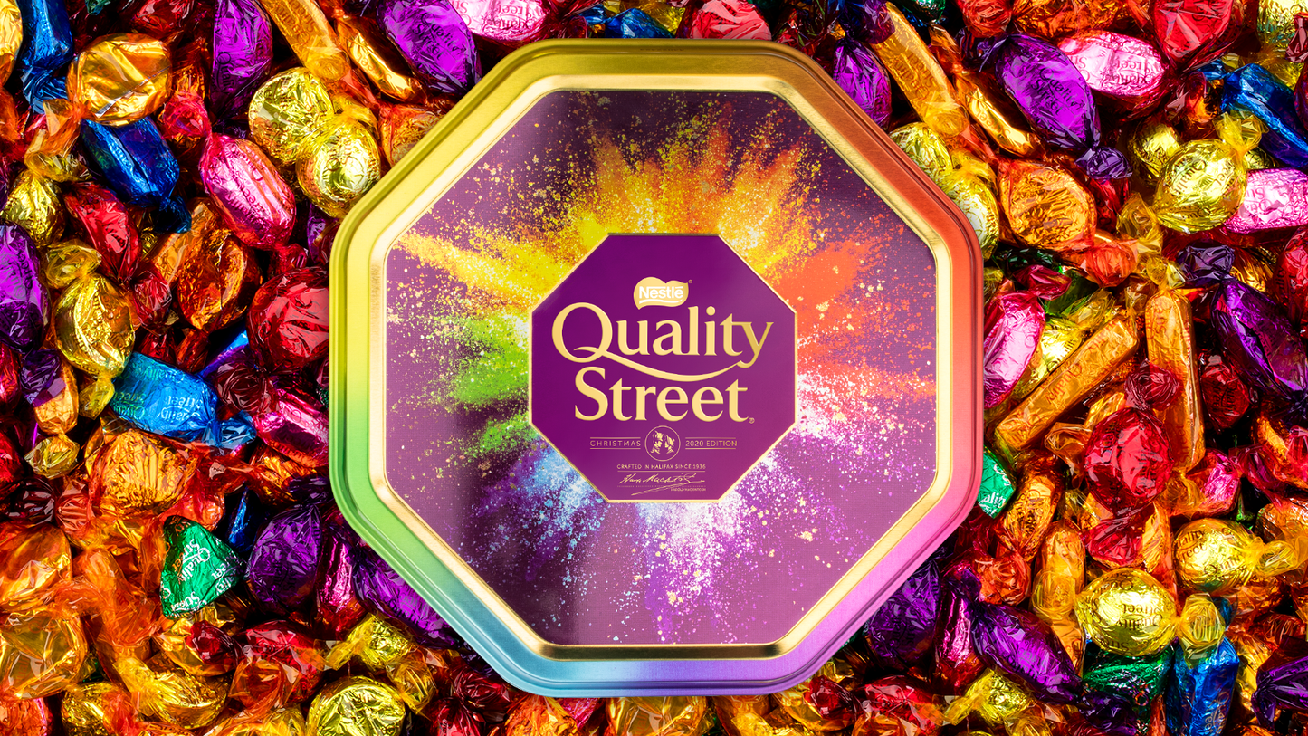 Nestle Quality Street Plastic box type 600g เนสท์เล่ ควอลิตี้ สตรีท ลูกอมรวมรส กล่องพลาสติกชนิดกล่อง 600 กรัม