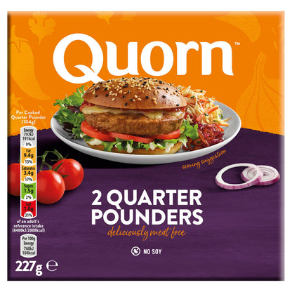 Quorn 2 Quarter Pounders 227g ควอร์น 2 เนื้อฟรีควอเตอร์พาวเดอร์ 227 กรัม