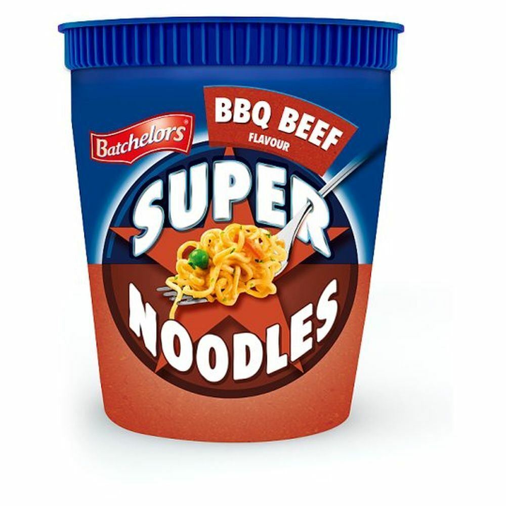 Batchelors Super Noodles Pot Bbq Beef 75G แบทเชอเลอร์ส ซุปเปอร์ นู้ดเดิล พอท เนื้อบาร์บีคิว 75 กรัม