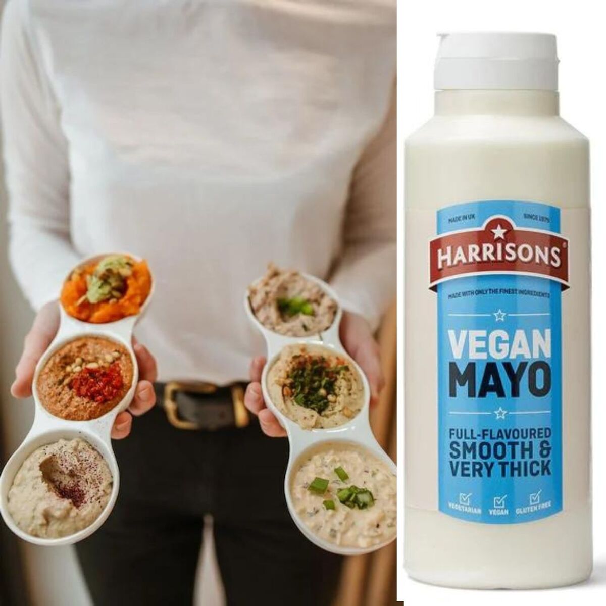 [Best Before 14-Aug-2024]Harrisons  Vegan Mayo Full-Flavoured Smooth & Very Thick  1 Litre แฮร์ริสัน มายองเนสวีแกน รสชาติเข้มข้น เนียน และข้นมาก