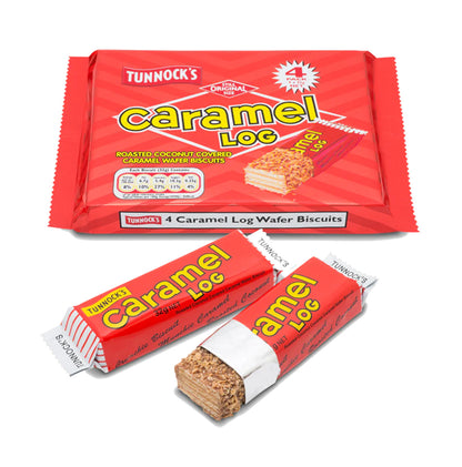 Tunnock's Caramel Log Wafer Biscuits [4 x 32g] 128g ทันน็อคส์ คาราเมล ล็อก เวเฟอร์ บิสกิต [4 x 32 กรัม] 128 กรัม