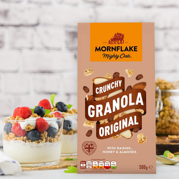 Mornflake Mighty Oats Crunchy Granola Original 500g มอร์นเฟลก ไมตี้ โอ๊ต ครั้นชี่ กราโนล่า รสออริจินัล 500 กรัม