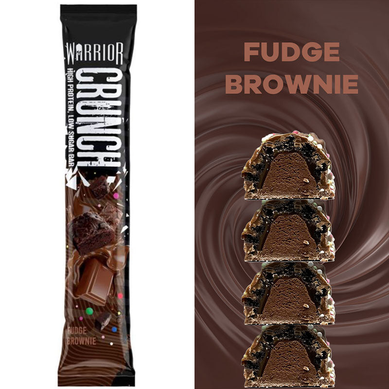 Warrior Crunch High Protein Low Sugar Bar Fudge Brownie Flavour 64g วอริเออร์ ครั้นช์ ไฮโปรตีนบาร์ ฟัดจ์ รสบราวนี่ ฟัดจ์