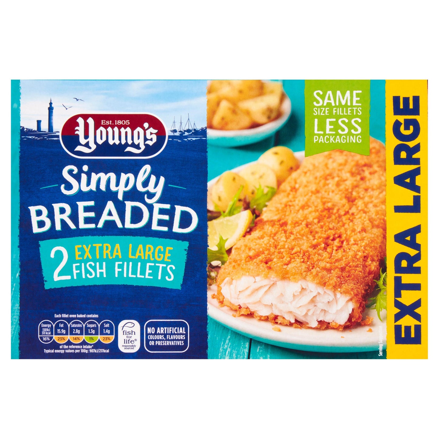 Youngs Simply Breaded 2pk Extra Large Fish Fillets 300g