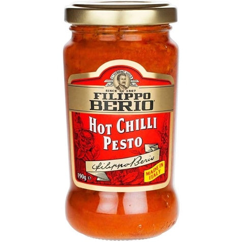 Filippo Berio Hot Chilli Pesto 190g ฟิลิปโป เบอร์ริโอ ฮอต ชิลลี่ เพสโต ซอสเผ็ด 190 กรัม