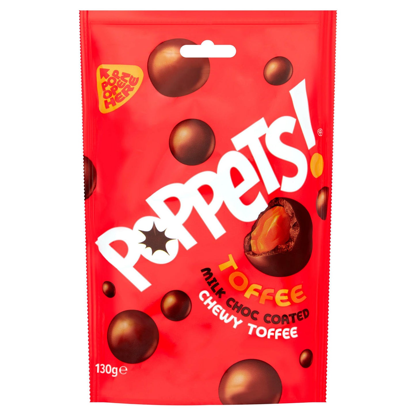 [BestBefore-28Oct2025] Poppets Toffee Milk Choc Coated Chewy Toffee 130g