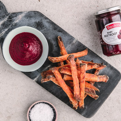 Baxters Baby Beetroot Pickled in Sweet Malt Vinegar 340g แบ็กซ์เตอร์ เบบี้ บีทรูท ดองในน้ำส้มสายชูมอลต์หวาน 340 กรัม