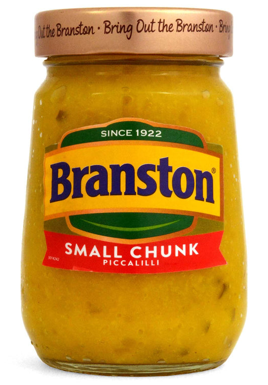 Branston Small Chunk Piccalilli 360g แบรนสตัน ผักดอง (ดอกกะหล่ำ หัวหอม ผิวสีเงิน และพริกชิ้นเล็ก ๆ ในซอสมัสตาร์ดรสเปรี้ยว) 360 กรัม