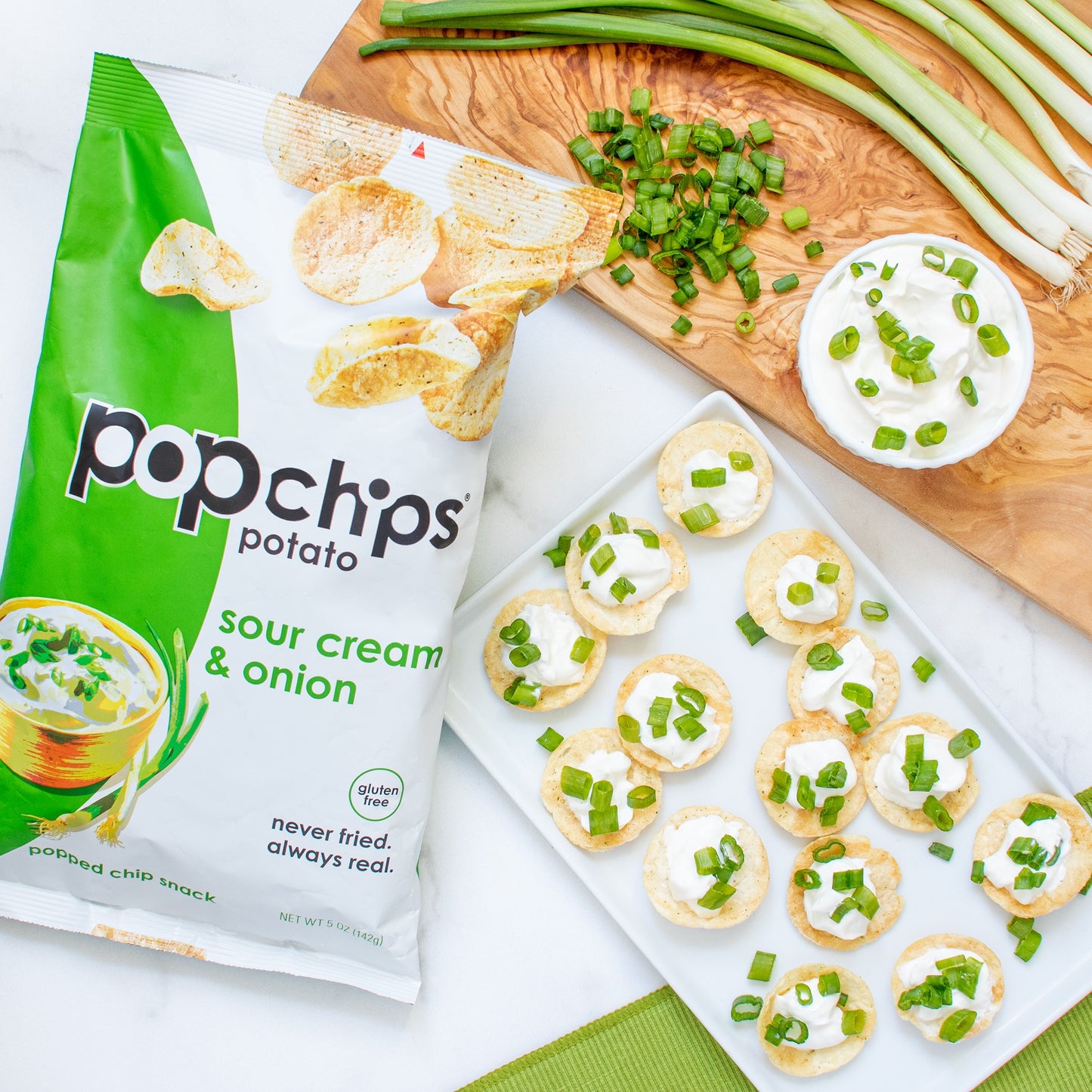 Popchips Sour Cream & Onion Flavour Potato Snacks 50g