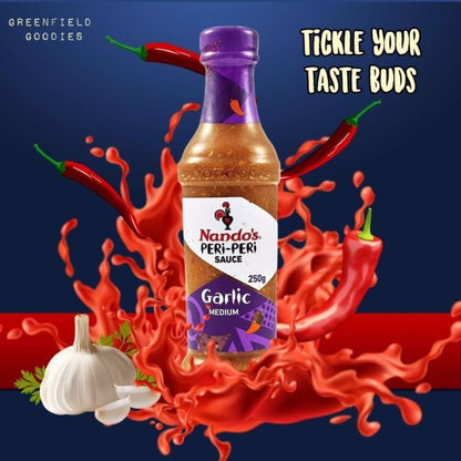 Nandos Peri-Peri Garlic Medium Sauce 250g นานโดส เพอริ เพอริ ซอสกระเทียมรสเผ็ดกลาง 250 กรัม