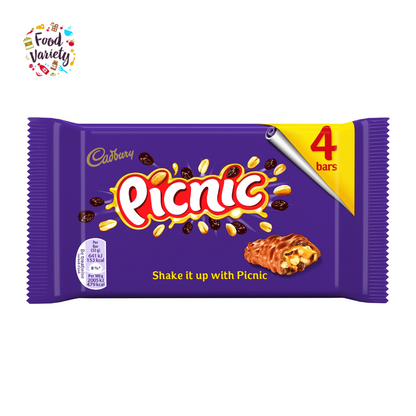 [BestBefore-08Nov2025] Cadbury Picnic Chocolate Bar 4 Pack 128g
