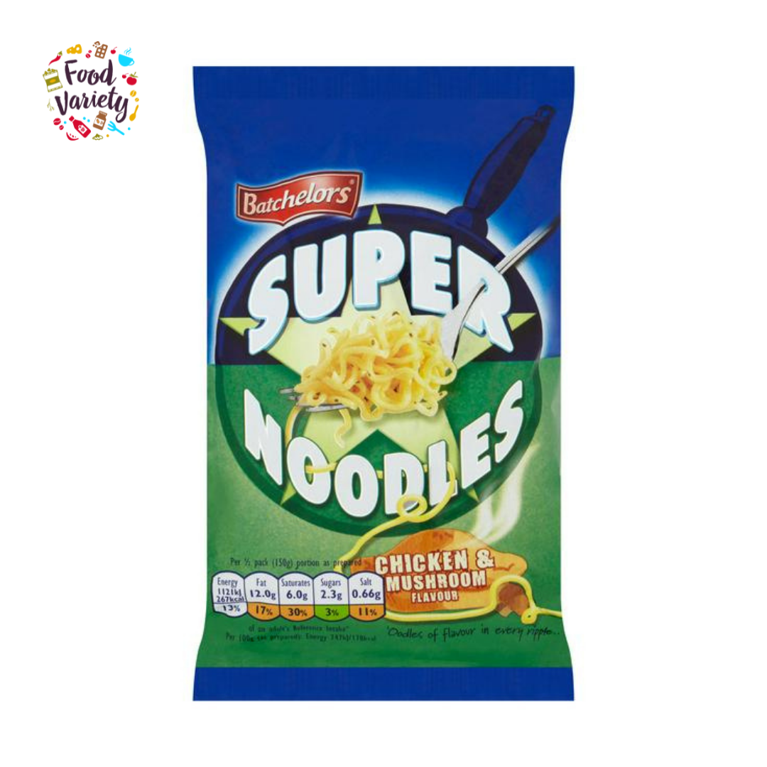 Batchelors Super Noodles, Chicken & Mushroom 90g แบทเชลอร์ ซูเปอร์บะหมี่ รสไก่และเห็ด 90กรัม