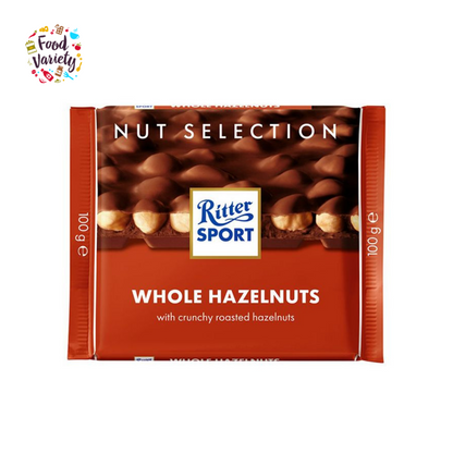 Ritter Sport Whole Hazelnuts Chocolate Bar 100g  ริทเทอร์ สปอร์ตโฮลเฮเซลนัท ช็อกโกแลตนมผสมเฮเซลนัท 100g