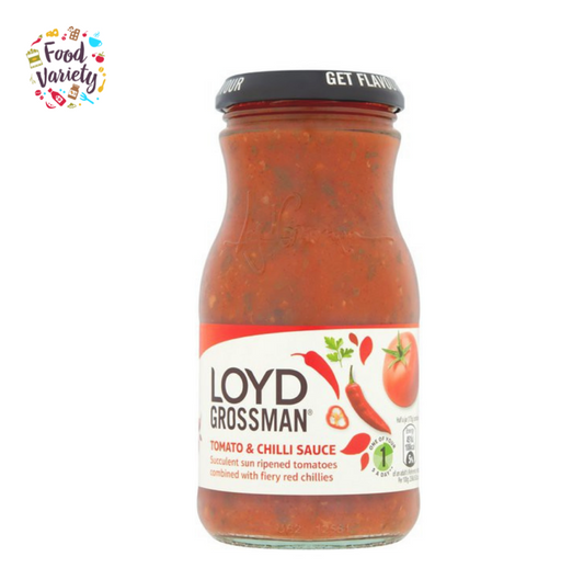 Loyd Grossman Tomato And Chilli Pasta Sauce 350g ลอยด์ กรอสเเมน พาสต้าซอสมะเขือเทศและพริกเเดง 350g