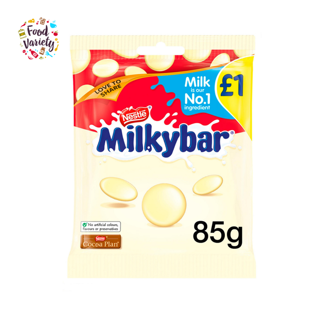 Nestle Milkybar Chocolate Buttons 85g เนสท์เล่ มิลค์กี้บาร์บัตตอน นมอัดเม็ดรสไวท์ช็อกโกแลต 85g