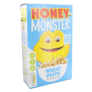 Honey Monster Wheat Puffs Cereal 520G ฮันนี่มอนสเตอร์ ซีเรียลข้าวสาลีพัฟธัญพืชอบกรอบ  520กรัม