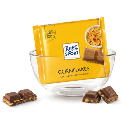 Ritter Sport Chocolate with Cornflakes Chocolate Bar 100g ริทเทอร์ สปอร์ตช็อกโกแลตรสคอร์นเฟลก 100g