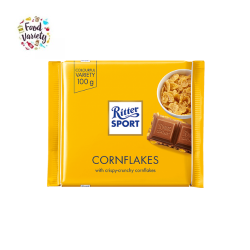 Ritter Sport Chocolate with Cornflakes Chocolate Bar 100g ริทเทอร์ สปอร์ตช็อกโกแลตรสคอร์นเฟลก 100g