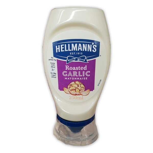 Hellmann's Roasted Garlic Mayonnaise 252g  เฮลมันน์ มายองเนสกระเทียมย่าง 252กรัม