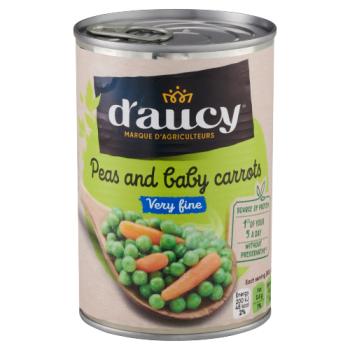 D'Aucy Very Fine Peas and Baby Carrots 400g ดอซี่ ถั่วลันเตาและเบบี้แครอทในกระป๋อง 400 กรัม