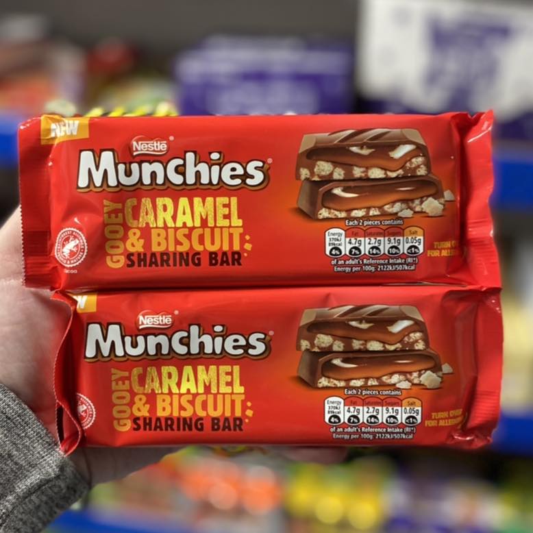 Nestle Munchies Gooey Caramel & Biscuit Sharing Bar 87g เนสท์เล่ มันชี่ส์ กูอี้ คาราเมล แอนด์ บิสกิต แชร์ริ่ง บาร์ 87 กรัม