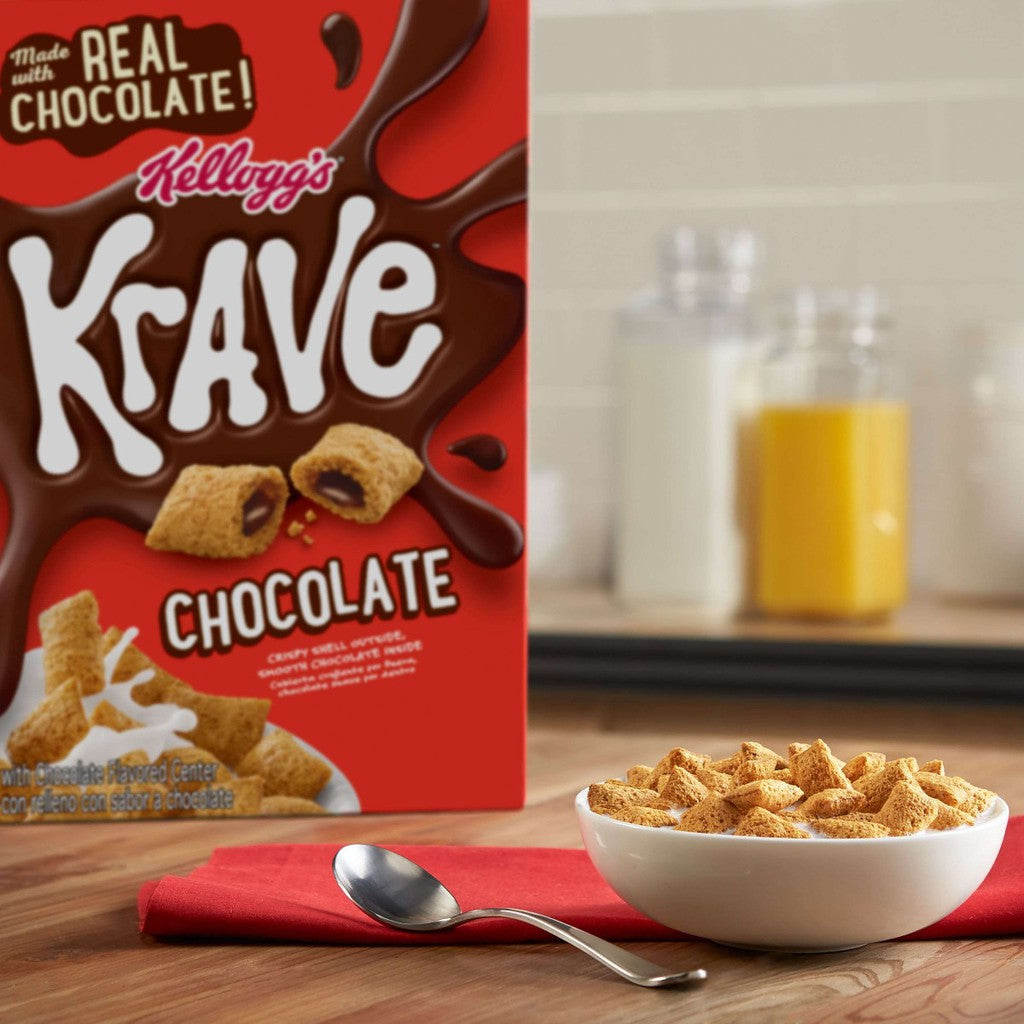 Kellogg’s Krave Chocolate hazelnut 410g เคลล็อกส์ เครฟ ซีเรียลอาหารเช้า สอดใส้ ช็อกโกแลต และ เฮเซลนัท 410g