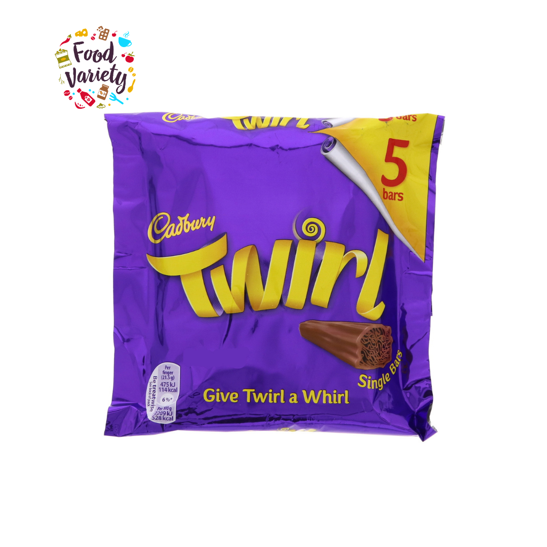 Cadbury Twirl 5 Bars 107.5g แคดเบอรี ทเวร์ล ช็อกโกแลตนม 5แท่ง 107.5 กรัม